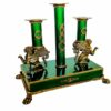 Salimbeni Candlestick Sterling Silver Green Fire Enameled Guilloché Engraved - Image 6