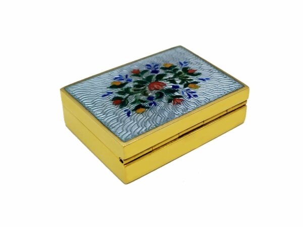Salimbeni Snuff Box or Pill Box Sky Guilloche Enamel Box hand painted miniature. - Image 2