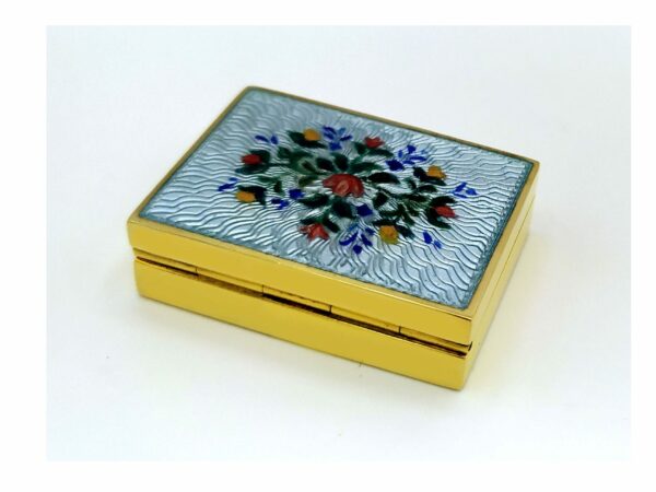 Salimbeni Snuff Box or Pill Box Sky Guilloche Enamel Box hand painted miniature. - Image 4