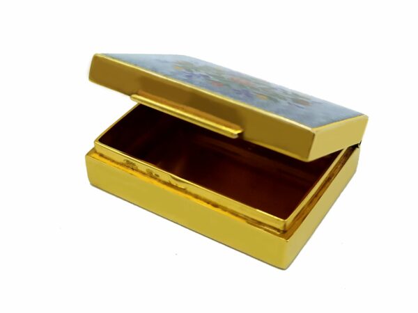 Salimbeni Snuff Box or Pill Box Sky Guilloche Enamel Box hand painted miniature. - Image 5