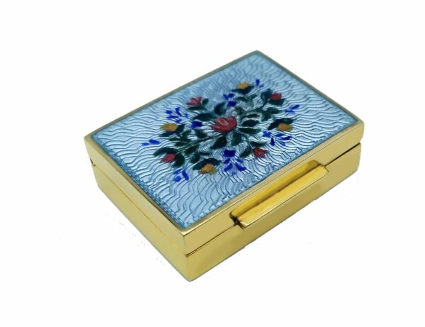 Salimbeni Snuff Box or Pill Box Sky Guilloche Enamel Box hand painted miniature.