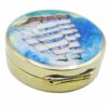 Pill Box Sterling Silver with Sailboat Hand-Painted with Fired Enamel - Image 2