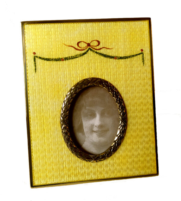 Salimbeni Yellow enameled Sterling Silver Photo Frame Imperial Style. Main Image