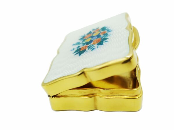 Pill Box Shaped Guilloche Enamel Box Floral Wreath Salimbeni - Image 6