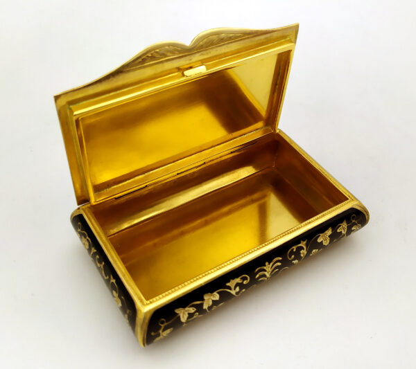 Snuff Box Hand-Engraved Black and White Enamel Guilloche Salimbeni - Image 5