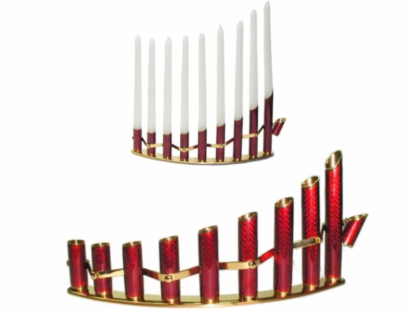 Sterling Menorah Modern Style Enalmeled Silver Salimbeni