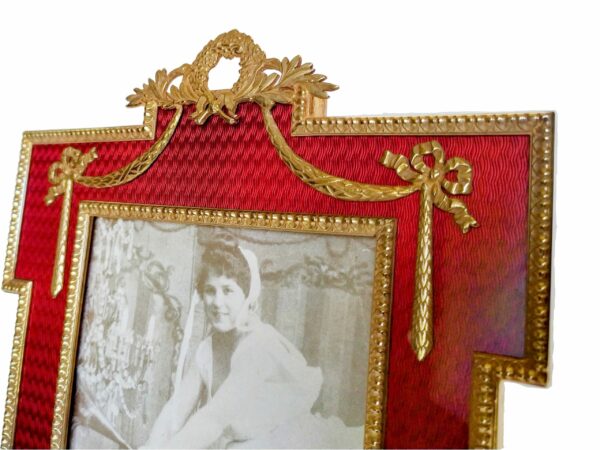 Sterling Silver Frame Red Enameled Guilloche Salimbeni - Image 2