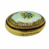 Oval Snuff Box or Pill Box Guilloche Enamel Hand-Painted Floral Wreath Salimbeni - Image 3