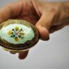 Oval Snuff Box or Pill Box Guilloche Enamel Hand-Painted Floral Wreath Salimbeni - Image 7