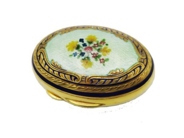 Sterling Silver Oval pill box with hand painted floral wreath Salimbeni Main Image scaled