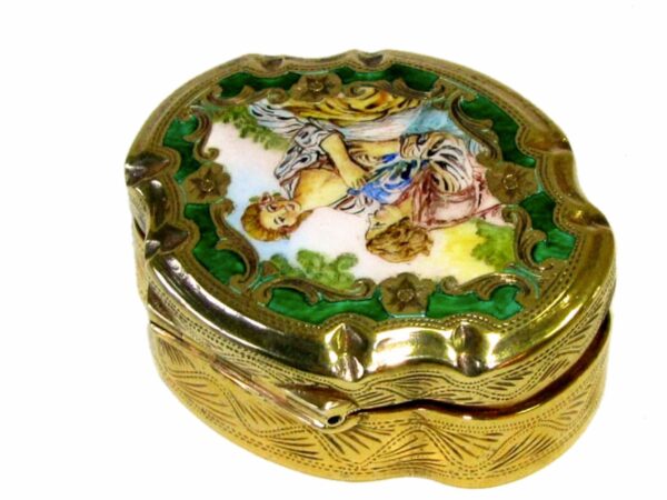 Snuff Box or Pill Box miniature and green background Salimbeni - Image 5