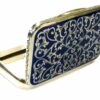 Sterling Silver Cigarette Case, Hand Engravings and Blue Fire Enamel Salimbeni - Image 2