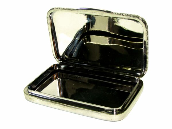Sterling Silver Cigarette Case, Hand Engravings and Blue Fire Enamel Salimbeni - Image 4
