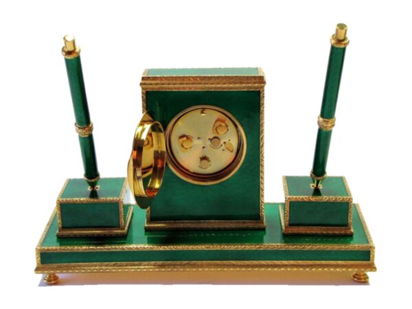Sterling silver Desk Centerpiece gold plated with translucent fire enamels on guilloche Salimbeni 1 scaled