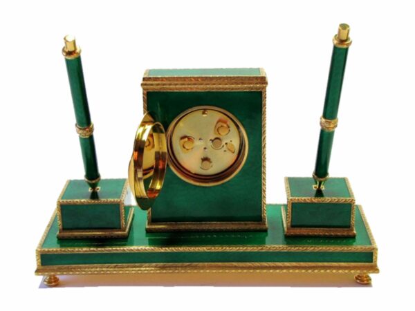 Sterling Silver Desk Centerpiece Gold Plated with Fire Enamels on Guilloche' Salimbeni - Image 2