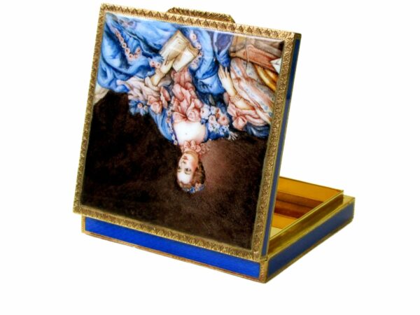 Sterling Silver Box Fire Enameled Hand Painted Guilloché Hand Engraved Salimbeni - Image 3