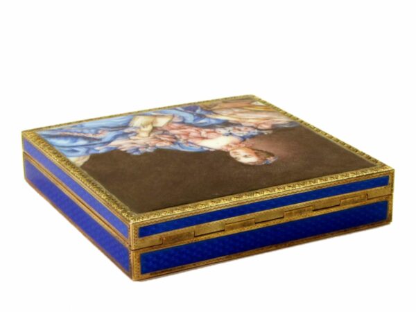 Sterling Silver Box Fire Enameled Hand Painted Guilloché Hand Engraved Salimbeni - Image 4