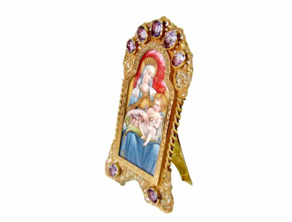 Salimbeni Sterling Silver Icon with Hand Painted Miniature and Amethyst - Image 4