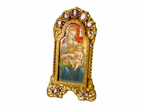 Salimbeni Sterling Silver Icon with Hand Painted Miniature and Amethyst