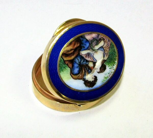 Oval Snuff Box or Pill Box Guilloche Enamel Box miniature Salimbeni - Image 2