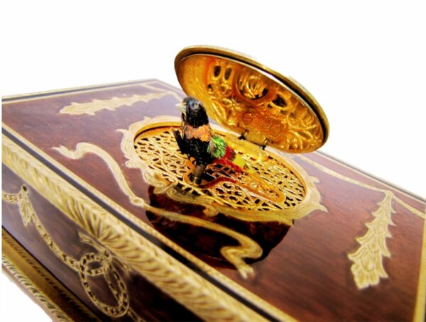 Sterling Silver Table Ornament with Mechanical Automaton Singing Bird Salimbeni - Image 2
