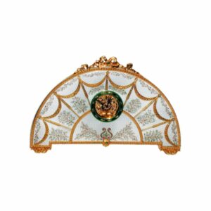 Table Clock Sterling Silver, Fire Enameled on Guilloche Hand-Painted Salimbeni