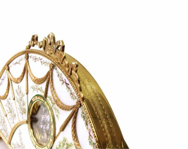 Table Clock Sterling Silver, Fire Enameled on Guilloche Hand-Painted Salimbeni - Image 6