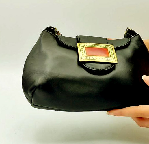 Evening bag in smooth black calf and Enamel Sterling Silver Salimbeni 5