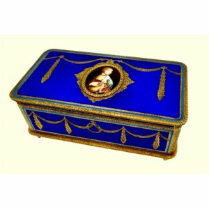 Musical Box with Mechanical Reuge S.A. Switzerland movement Cobalt blu
