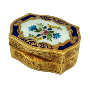 Salimbeni Pillbox Shaped hand-painted miniature in Viennese Art Nouveau style