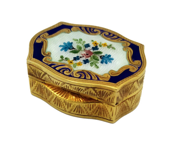 Salimbeni Pillbox Shaped hand-painted miniature in Viennese Art Nouveau style