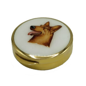Pill Box a dog’s head round shape Art Nouveau style Salimbeni