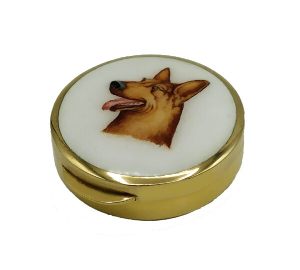 Pill Box a dog's head round shape Art Nouveau style Salimbeni