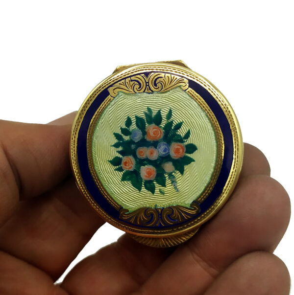 Pillbox with Flowers Hand painted Viennese Art Nouveau Style Salimbeni - Image 2