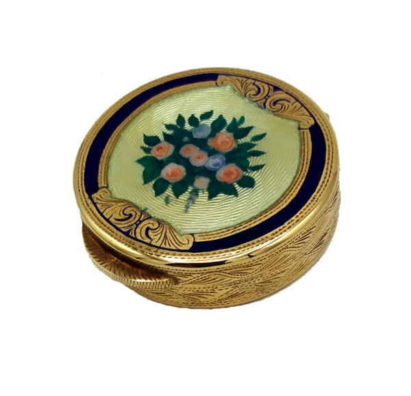 Pillbox with Flowers Hand painted Viennese Art Nouveau Style Salimbeni