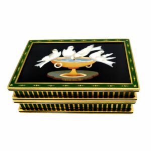 Table Box Doves in Delicious Mosaic Semiprecious Stones and Sterling Silver Salimbeni