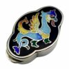 Salimbeni Pillbox dragon Art Deco Sterling Silver enamel. Front view. 2