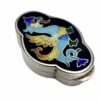 Salimbeni Pillbox dragon Art Deco Sterling Silver enamel. Front view.