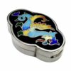 Salimbeni Pillbox dragon Art Deco Sterling Silver enamel. Front down view.