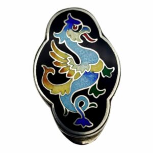 Salimbeni Pillbox Dragon Art Deco Sterling Silver Enamel