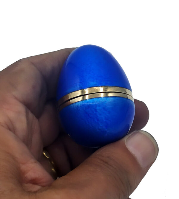 Salimbeni Blue small Egg Sterling Silver enamel on Guilloche 3