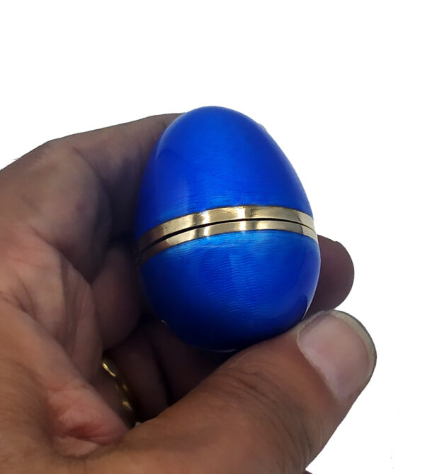 Salimbeni Blue Small Egg Sterling Silver Enamel on Guilloche - Image 3