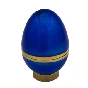 Salimbeni Blue Small Egg Sterling Silver Enamel on Guilloche