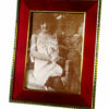 Salimbeni Enamel Frame red colour with Border in Louis XV Empire Style. Front view with photo inside.