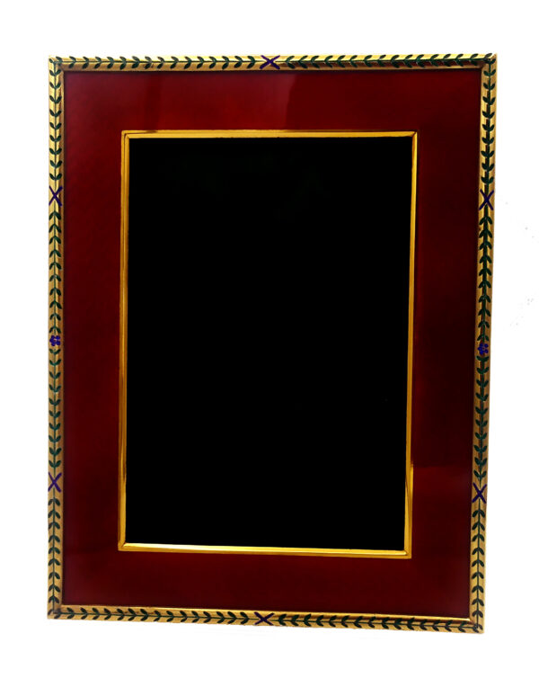 Salimbeni Enamel Frame red colour with Border in Louis XV Empire Style. Front view without photo inside.