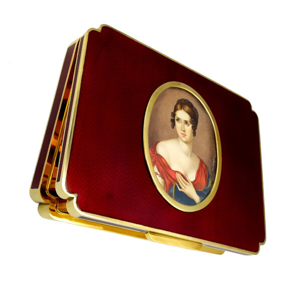 Box Enamel Sterling Silver Paolina Bonaparte, detail of Miniature