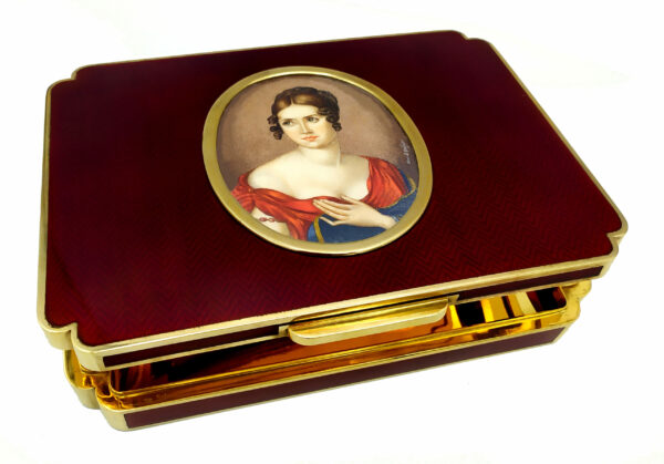 Box Enamel Sterling Silver Paolina Bonaparte, detail of Miniature