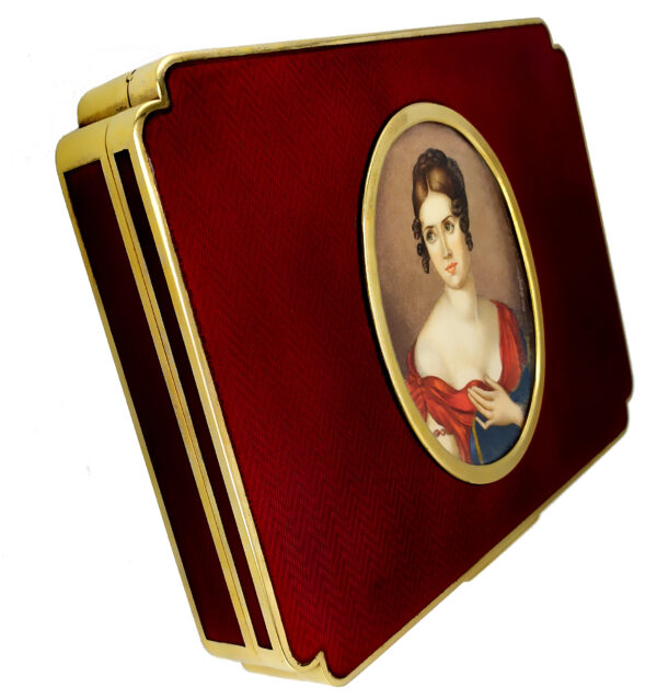 Box Enamel Sterling Silver Paolina Bonaparte, detail of Miniature