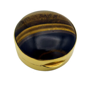 Pill box Domed Tiger’s Eye Gemstone Sterling Silver Salimbeni