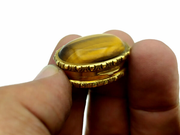 Tiger's eye Pillbox Salimbeni with Border. - Image 7